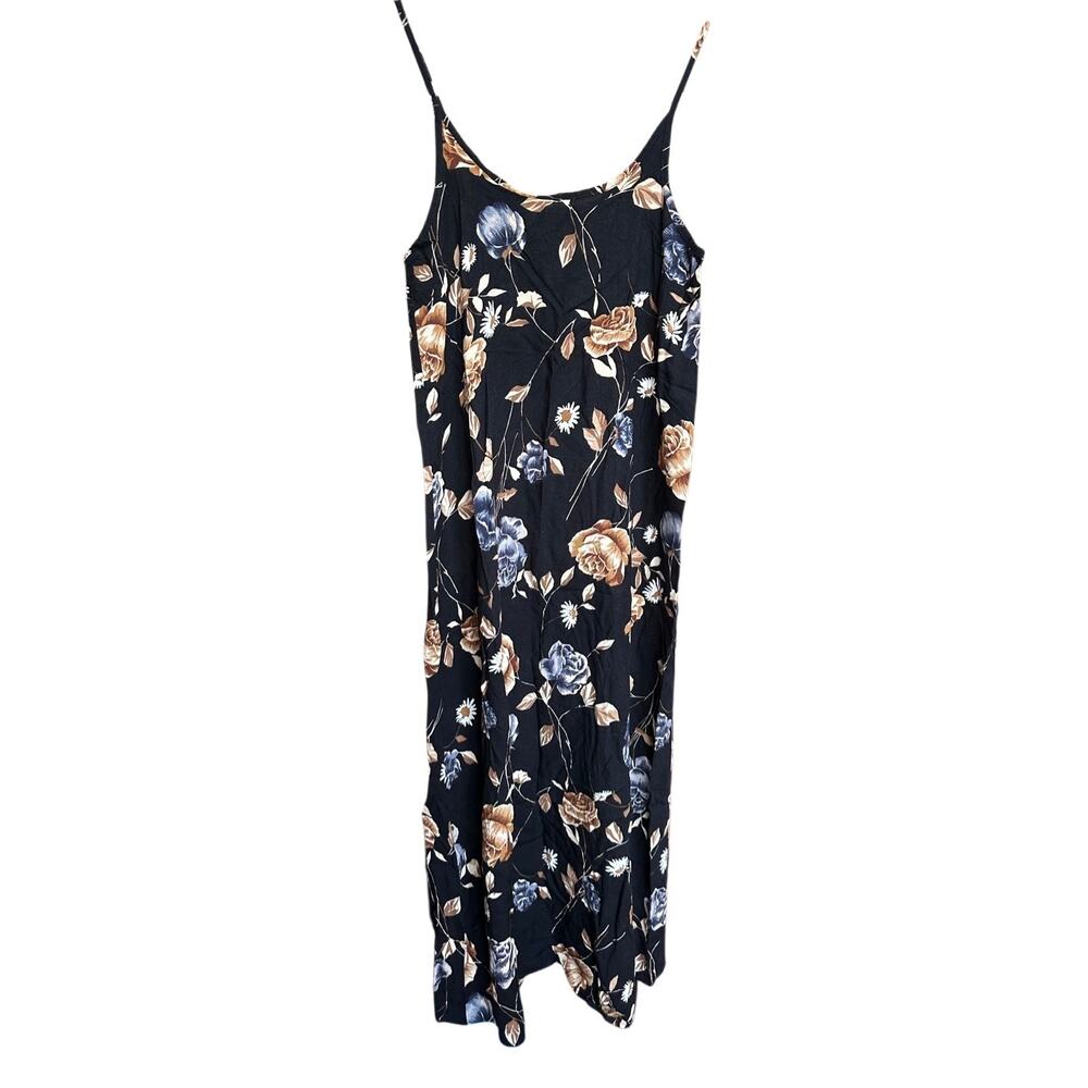 Vintage Anxiety Floral Midi Tank Dress Black Size Medium Made in the USA‎ - Picture 2 of 12